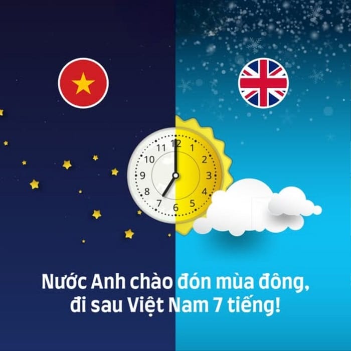 Vào mùa đông, Việt Nam nhanh hơn Anh 7 tiếng