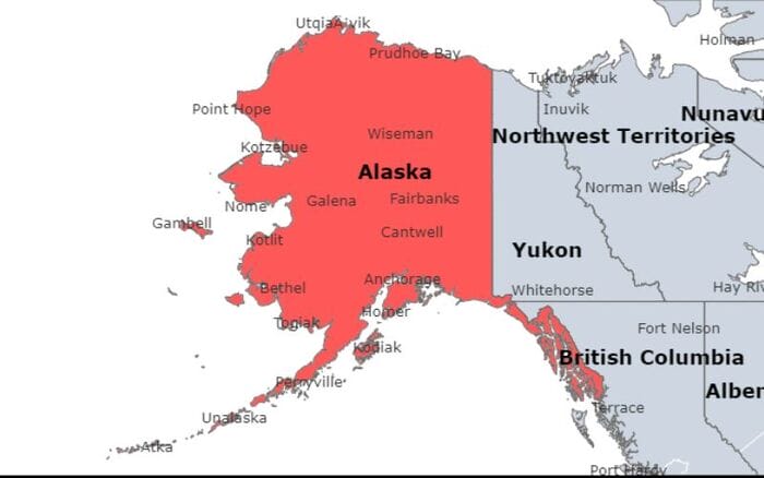 Mã Zip Alaska được phân bố rộng rãi tương ứng với các miền tại Alaska