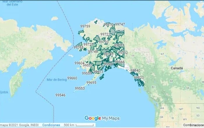 Tra cứu mã Zip Alaska thông qua google Maps được sử dụng phổ biến
